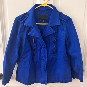 Bright blue light weight jacket from Banana Republic.